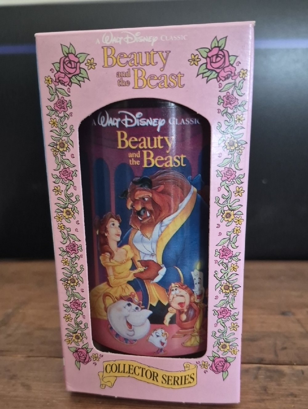 Vintage Walt Disney Classic Beauty & the Beast Collector Tumbler & Original Box